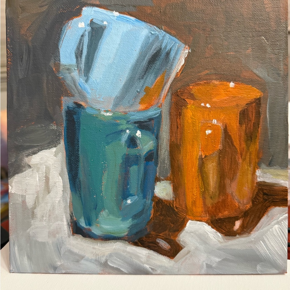 Abstract Art Canvas with Blue and Orange Accents
